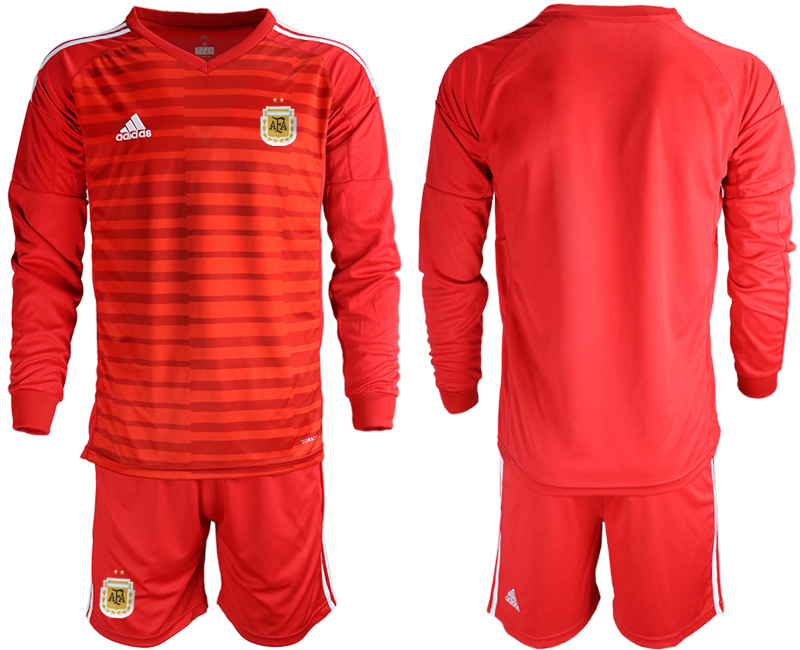 Men 2020-2021 Season National team Argentina goalkeeper Long sleeve red Soccer Jersey